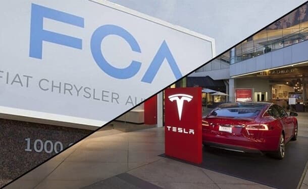 شعار فيات-كرايسلر وتسلا الأمريكية للسيارات الكهربائية