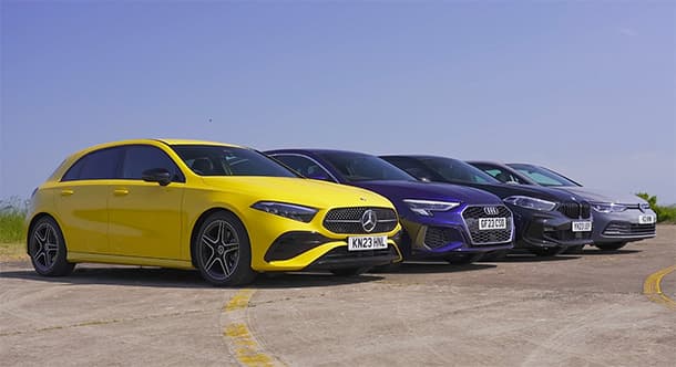 شاهد: من أفضل هاتشباك رياضية.. الفئة الأولى من BMW أم مرسيدس-بنز A-Class أم أودي A3 أم فولكس فاجن جولف؟