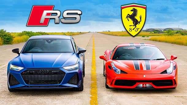 شاهد: من الأسرع.. فيراري 458 أم أودي RS7؟