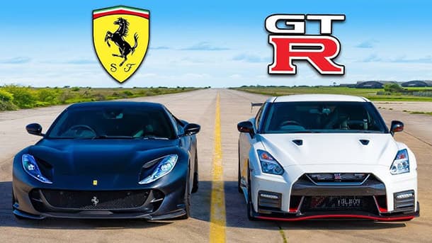 شاهد: من الأسرع.. فيراري812 سوبرفاست أم نيسان GT-R نيزمو؟