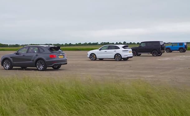شاهد: من أسرع SUV.. بنتلي بنتايجا أم G63 من مرسيدس-AMG أم بورشه كايين تيربو أم سوزوكي جيمني