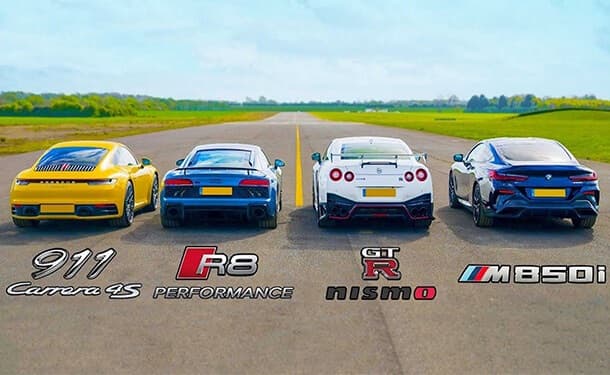 اودي R8 و بي ام دبليو M850i GT-Rو بورشه 911 و نيسان