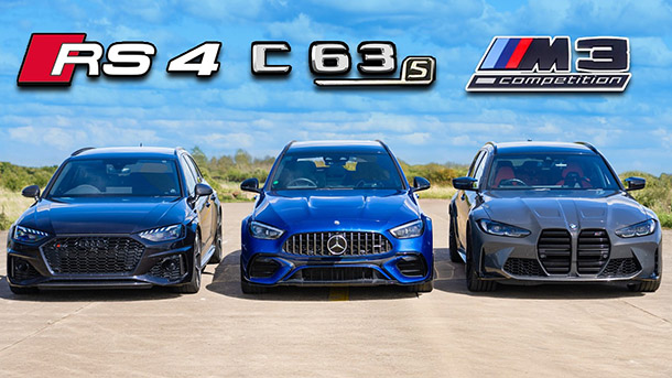 شاهد: من أسرع سيارة ألمانية؟ C63 من مرسيدس-AMG أم أودي RS4 أم BMW M3؟